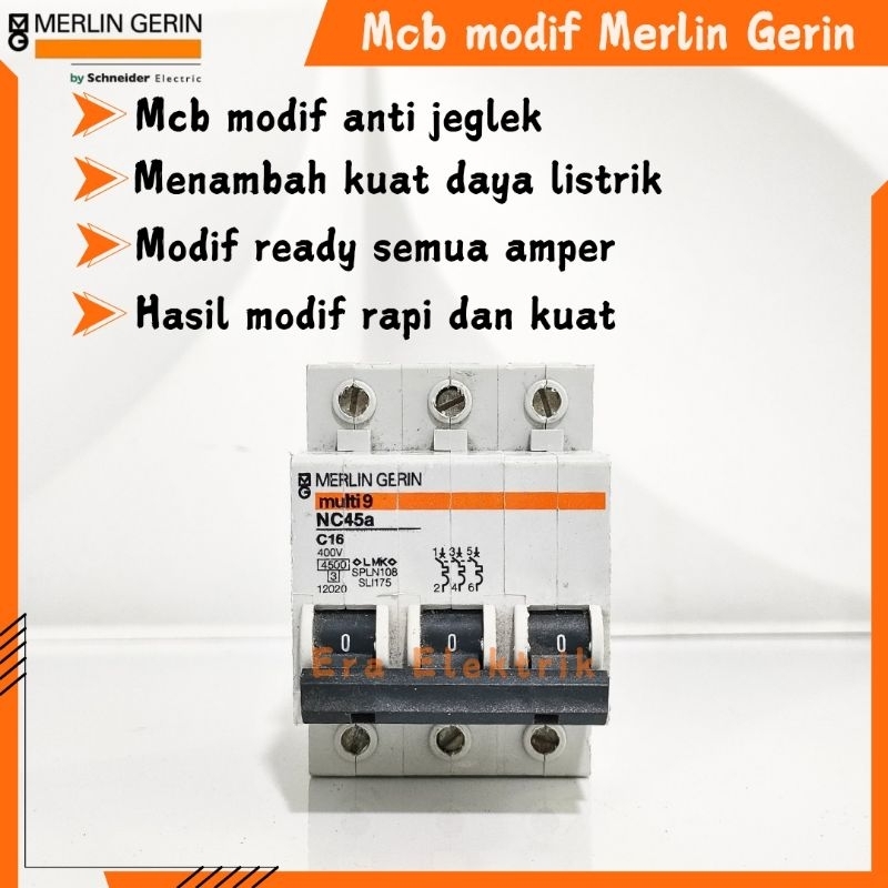 Mcb modif Merlin Gerin 3phase mcb modif anti jeglek mcb modif 6a-63a