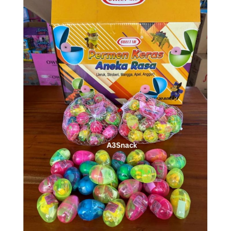 

permen keras telur berhadiah mainan stiker isi 1 net 30 pcs