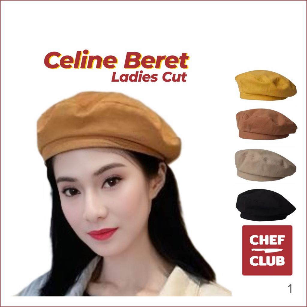 Celine Beret dari Chef Club Topi Waiters Wanita, Topi Baret untuk Staf FOH