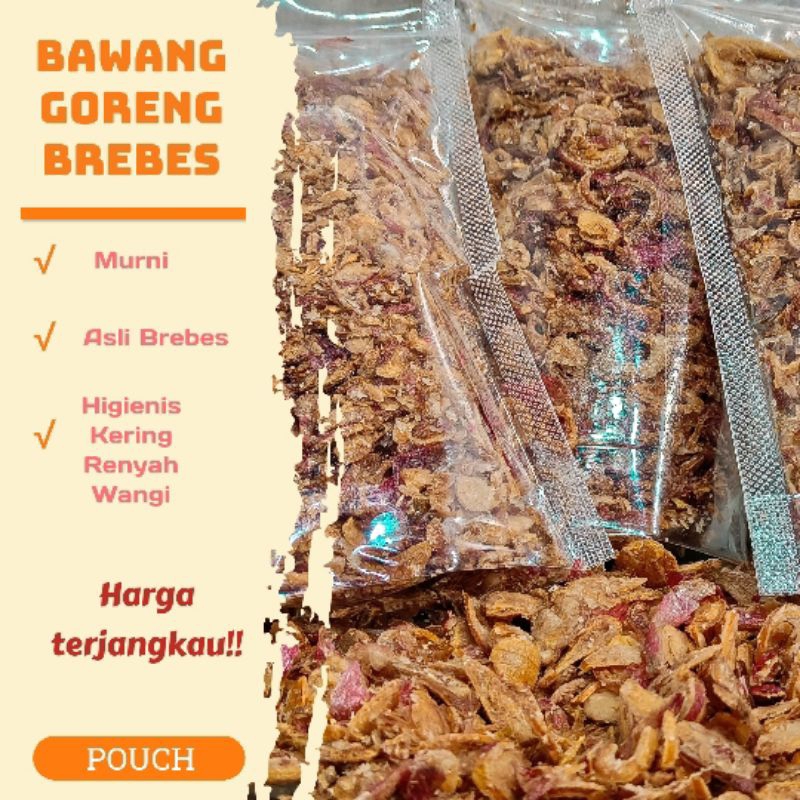 

Pouch 100g Bawang Goreng Asli Brebes Murni Renyah, Gurih dan Wangi