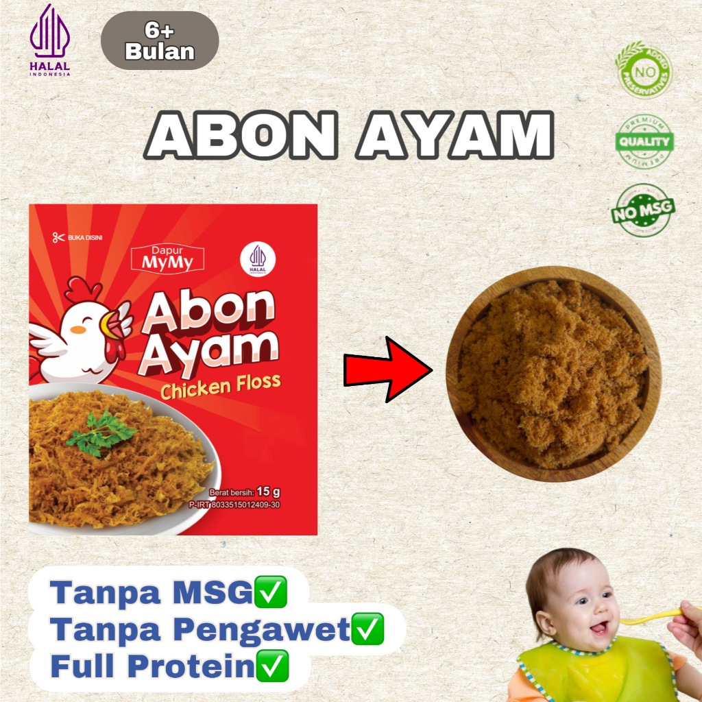 

mymy- Abon MPASI Anti GTM Penambah Nafsu Makan Anak Abon Ayam Tanpa Campuran Kemasan Ekonomis