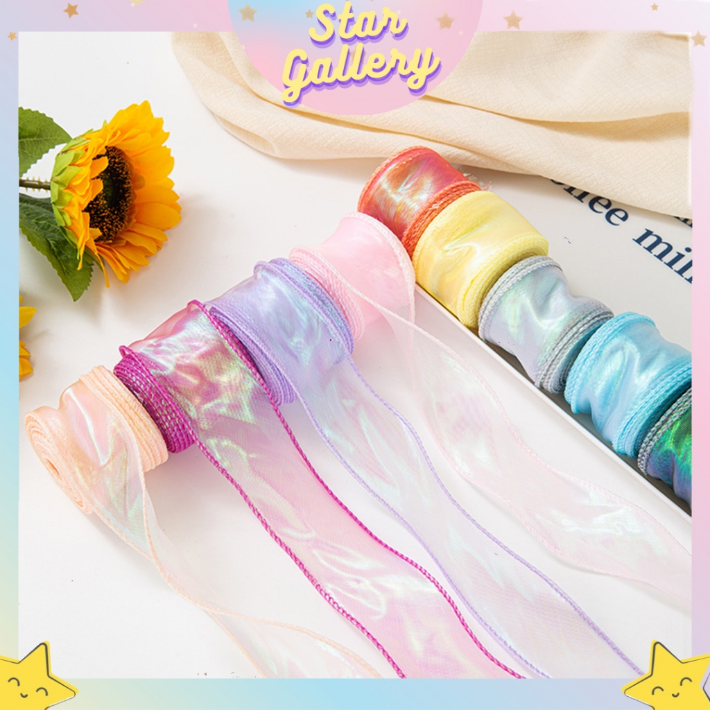 

(1 ROLL) Pita Hologram Pita Kado Motif Hologram Pita 2.5cm Pita Gradasi Holo Buket Bunga ROLL PT15