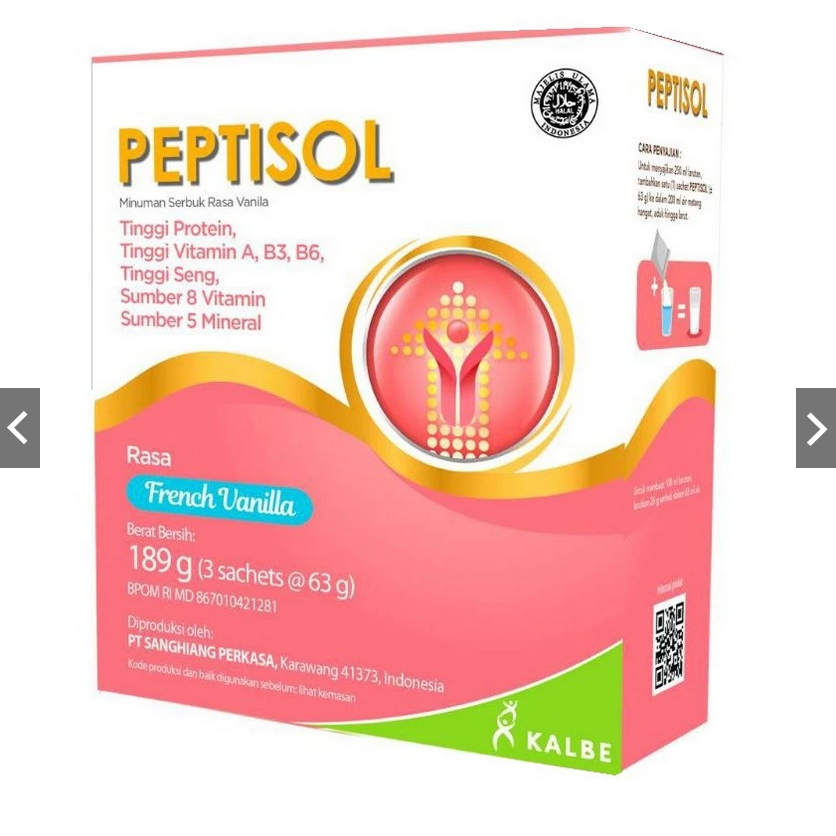 

PEPTISOL VANILA COKLAT 180GR NUTRISI TINGGI PROTEIN RENDAH RESIDU 180 GR