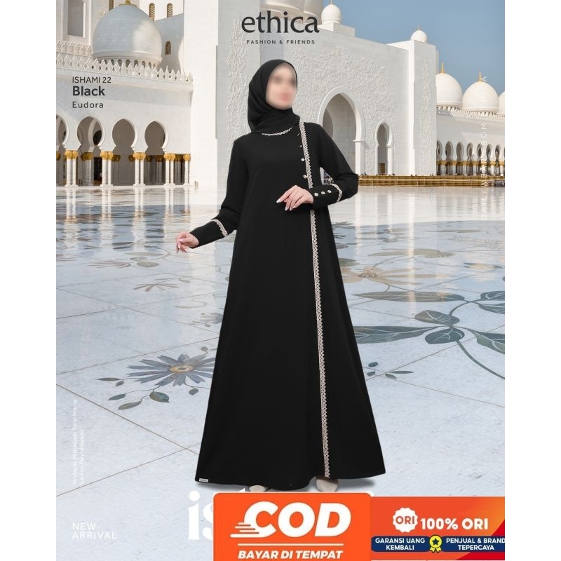 GAMIS ETHICA Ishami 22 Black/Gamis Ethica Terbaru/Diskon/Best Seller/Original