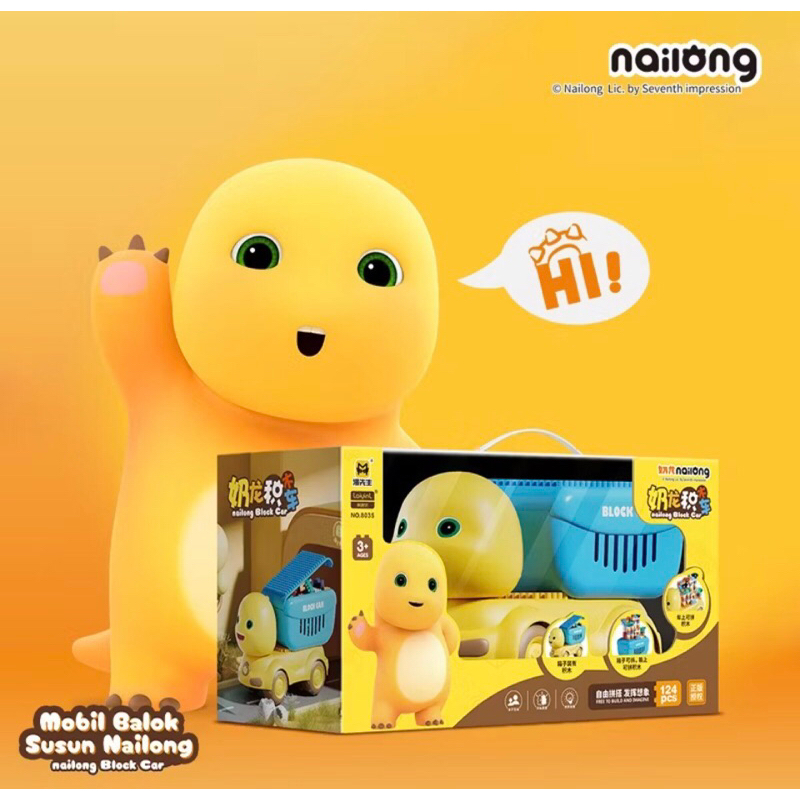 Mr. Man Nailong Building Block Cars 124 pcs / Mainan Balok Susun DIY Nailong Bentuk Mobil 124 pcs / 