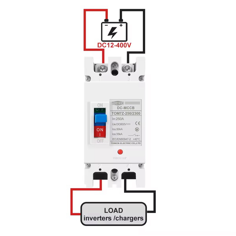 YC22 MCCB 2P DC 600V DC Perlindungan Kelebihan Beban Pemutus Sirkuit PV Fotovoltaik