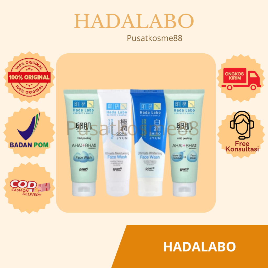 Hada Labo Face Wash Series | HadaLabo Shirojyun Whitening 50g-100gr | Gokujyun Ultimate Moisturizing