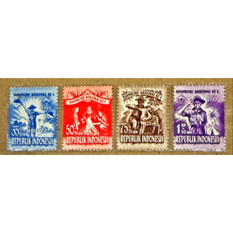 

(BA) PRANGKO INDONESIA 1955 JAMBOREE NASIONAL SHORT SET 4V MNH.