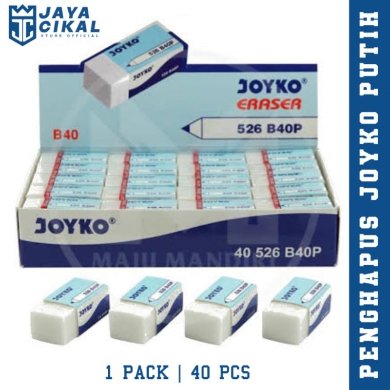 

(1 Pack) Penghapus pensil joyko kecil 40 pcs - eraser joyko putih - koreksi tulisan sekolah