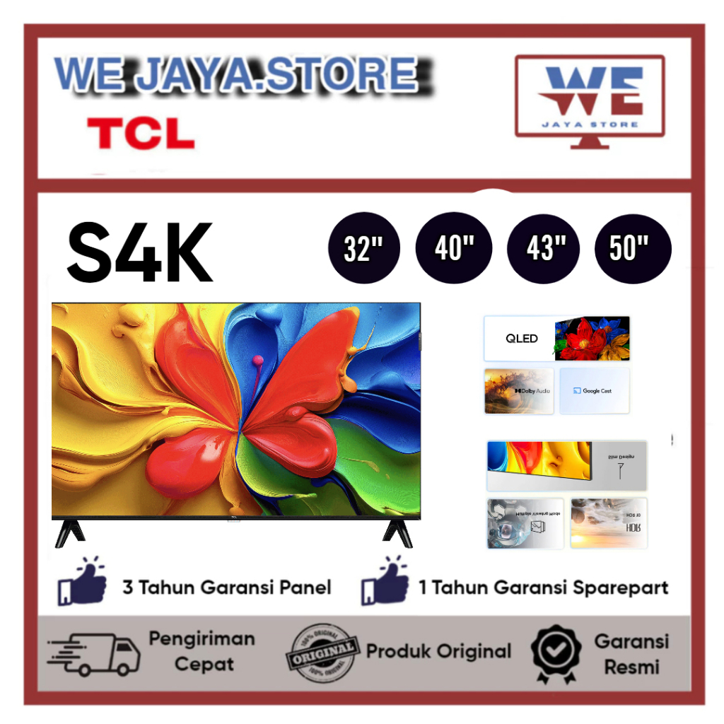 TV QLED TCL 32S4K/40S4K/43S4K/50S4K QLED TCL 32Inch/40inch/43Inch/50Inch GOOGLE TV QLED TCL