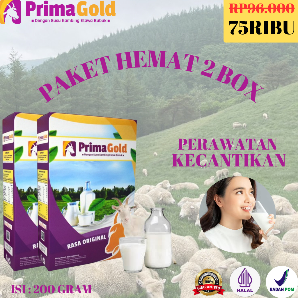 

2 Box Primagold Susu Kambing Kaya Manfaat Original Diet Alami Pelangsih Ampuh Mengecilkan Perut Cepat Alami