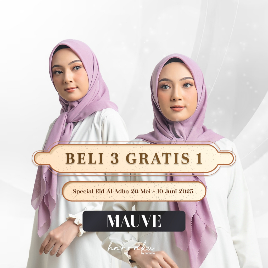 HARRAKU Hijab Voal Segiempat Polos Warna Mauve