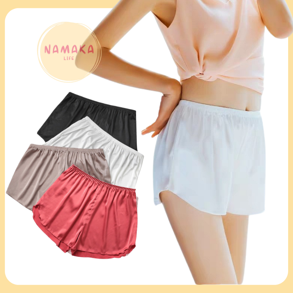 [NL]  SATIN GLOSS LEMBUT SEXY WANITA CELANA PENDEK SANTAI RUMAH TIDUR PANTS HOT PANT HARIAN SANTAI T