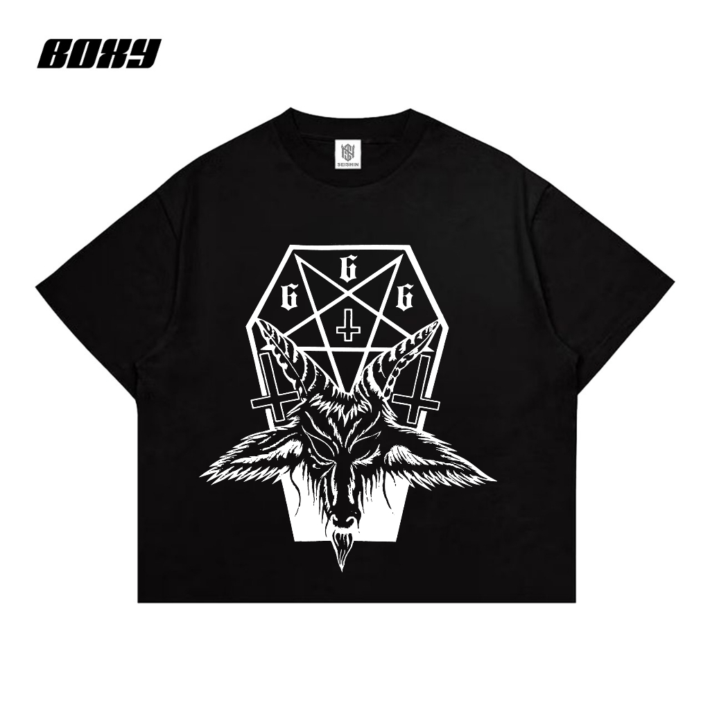 Seishin Kaos Boxy Sin Satanic 666 Tshirt Oversize fit Short Sleve unisex