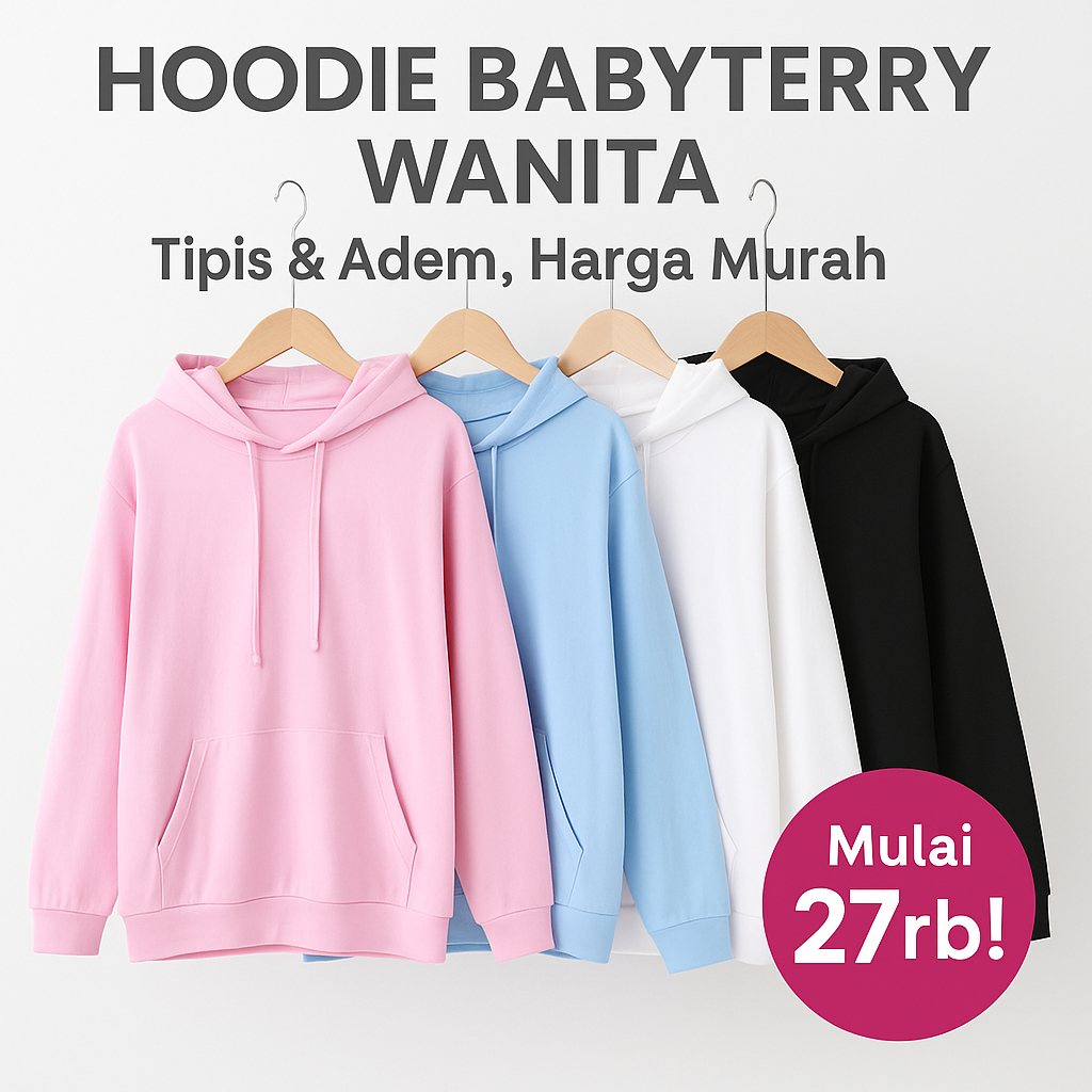 ORIGINAL HOODIE WANITA BABYTERRY POLOS OVERSIZE - HOODIE MURAH KEKINIAN