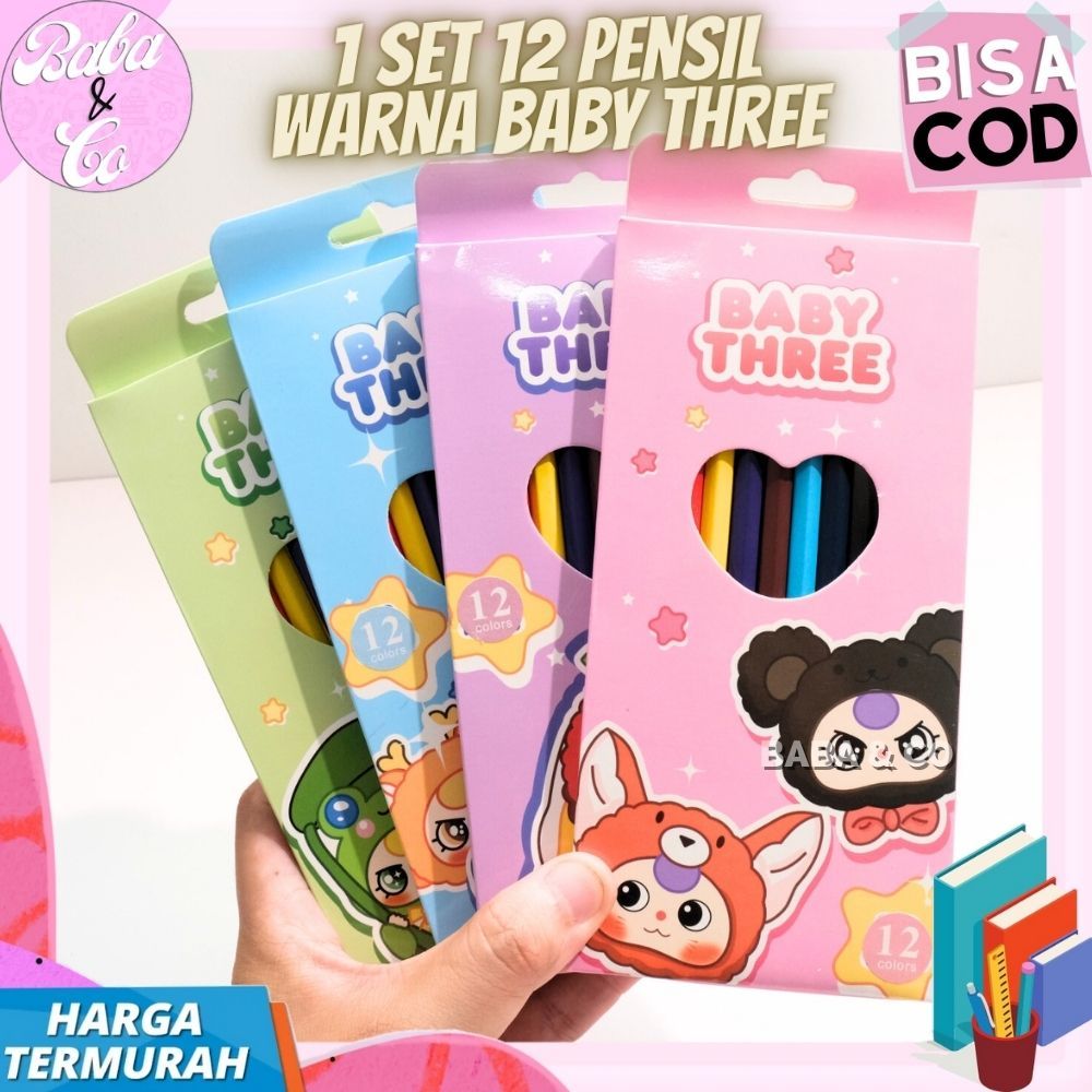 

PENSIL WARNA BABY THREE 1 SET 12 PENSIL WARNA BABY THREE LUCU UNIK IMUT PENSIL WARNA MURAH BABY THREE BONEKA LUCU READY COD