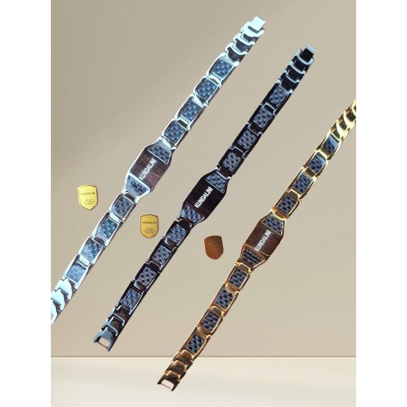 Gelang Energi Magnetik Pria Wanita - Modern Elegan Premium Silver Gold Hitam