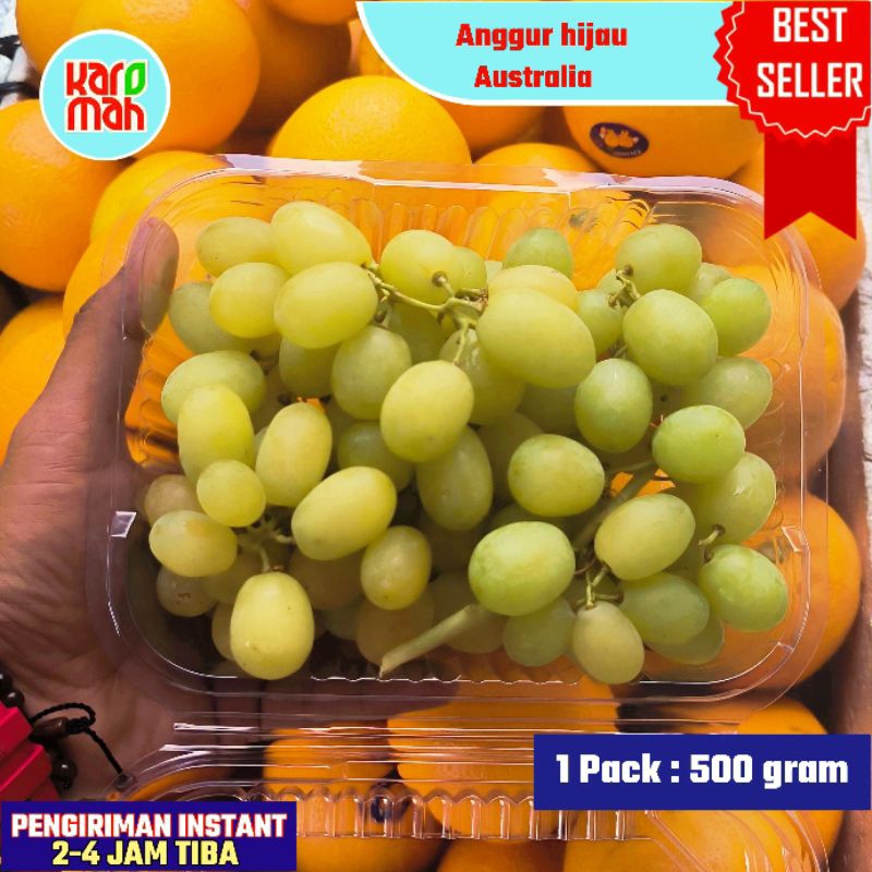 

FRESH!! BUAH ANGGUR HIJAU AUS 500 GR MANIS NON BIJI PACK MIKA BUAH SEGAR ANGGUR CRISPY AUSTRALIA SEEDLES GRAPE
