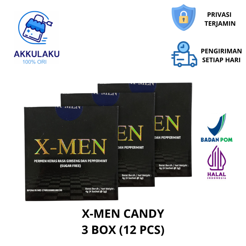 XMEN Paket 3 Box - Permen Stamina Pria Original BPOM X MEN
