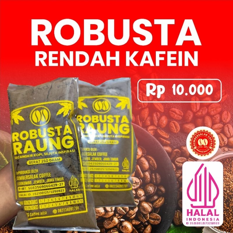 

Kopi Bubuk Rendah kafein 250 Gram - SS Coffee