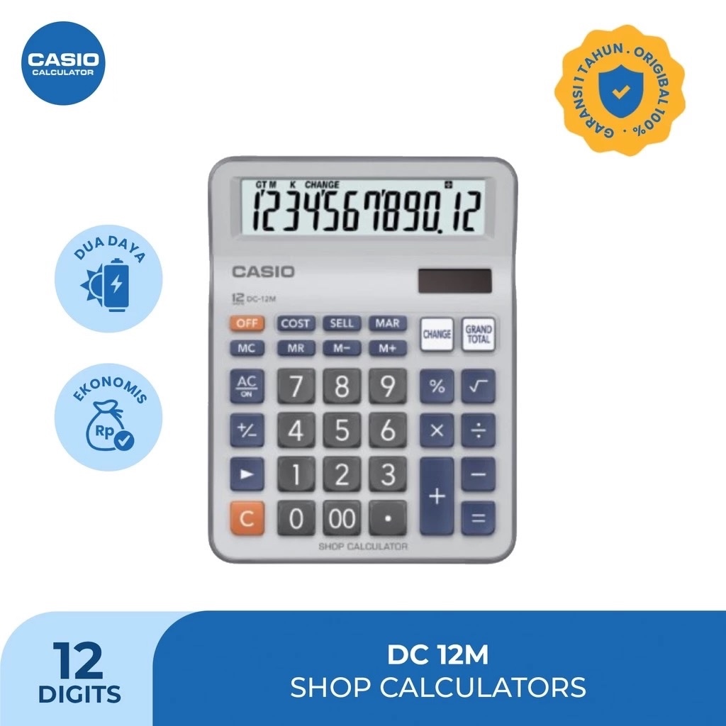 

CASIO Shop Calculator 12 Digit DC-12M / Kalkulator Dagang Kantor Meja