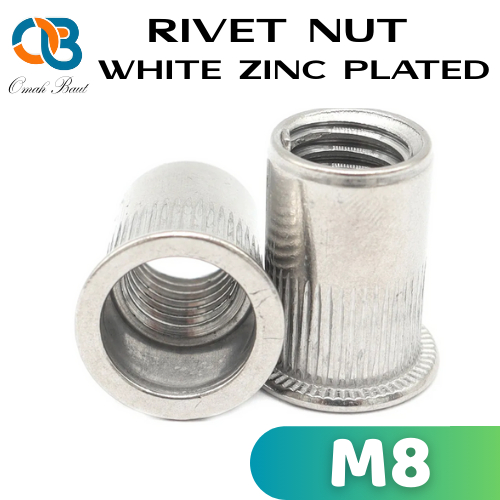 Rivet Nut Putih M8 / Insert Nut M8 / Mur Rivet M8 / Mur Furniture M8