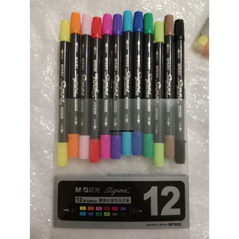 

M&G marker soft brush and bulle Spidol 12 warna, bisa buka atas bawah