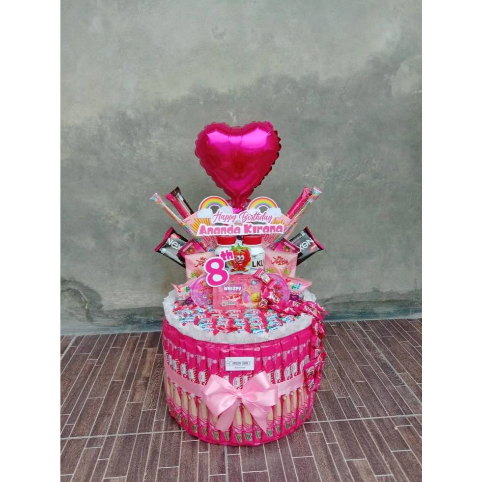 

Snack Tower - Snack Tart - Cake Snack Ultah - Snack Cake - Bucket Snack Birthday (Pink 6)