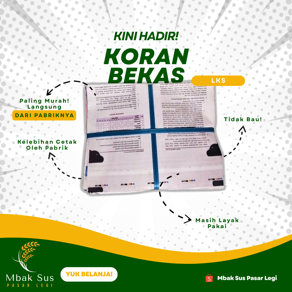 Koran Bekas Murah Berkualitas 1 Kg Langsung dari Pabrik Merek LKS, Tanpa Bau dan Korosi Layak Pakai 