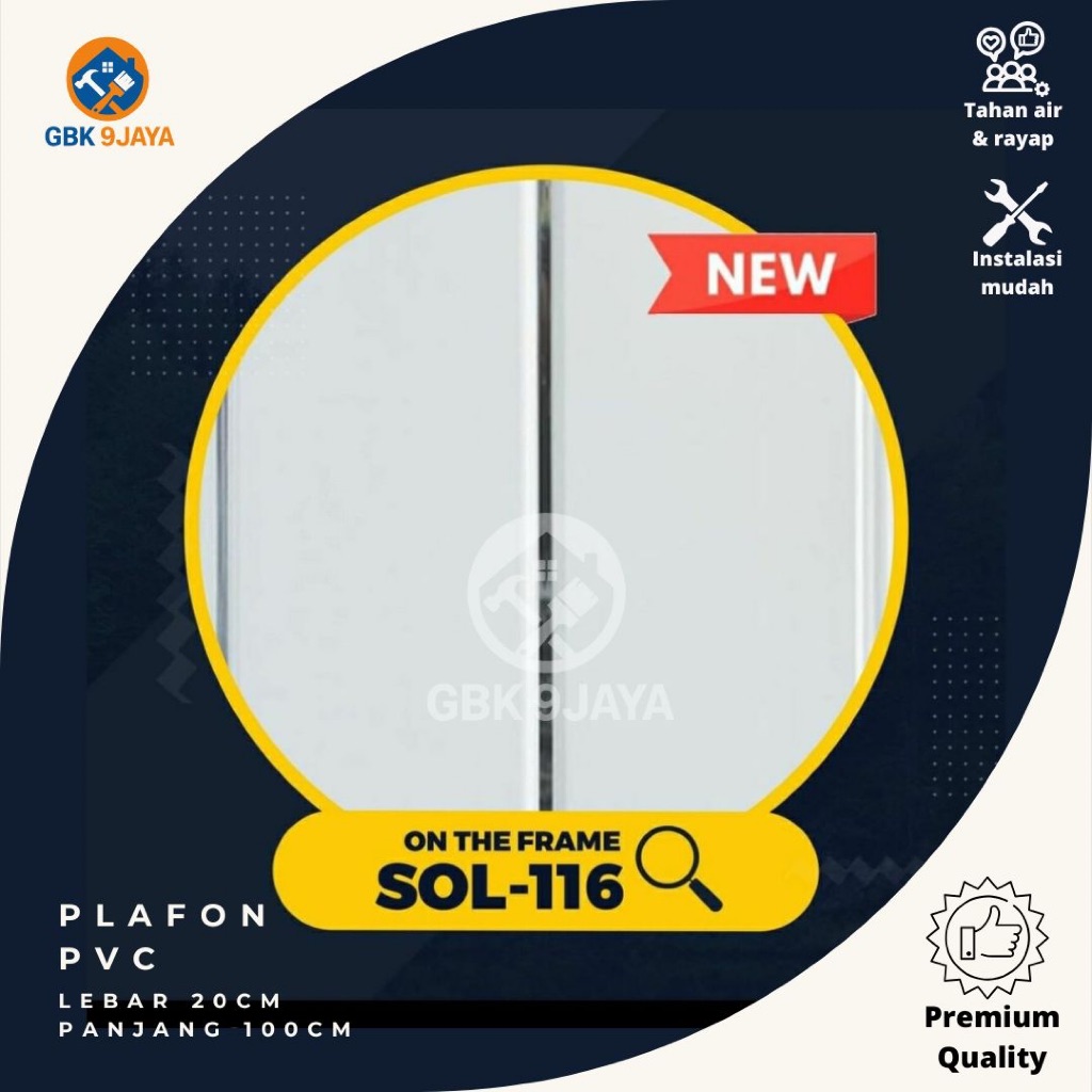 Plafon PVC Putih Motif 116 Lebar 20cm Panjang 100cm Tahan Air Anti Rayap Premium Mudah Dipasang