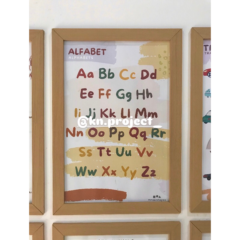 POSTER EDUKASI AESTETIK DENGAN FRAME poster anak bingkai poster sayur binatang angka huruf trasporta