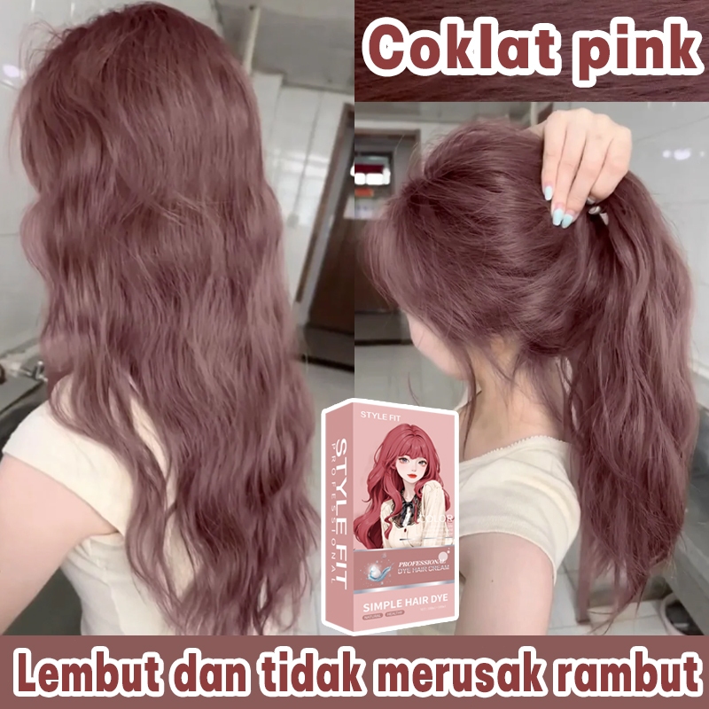 [Pengiriman Cepat]STYLE FIT Hair Color Coklat pink,Tanpa bleach,mencerahkan kulit,Warna populer,warn
