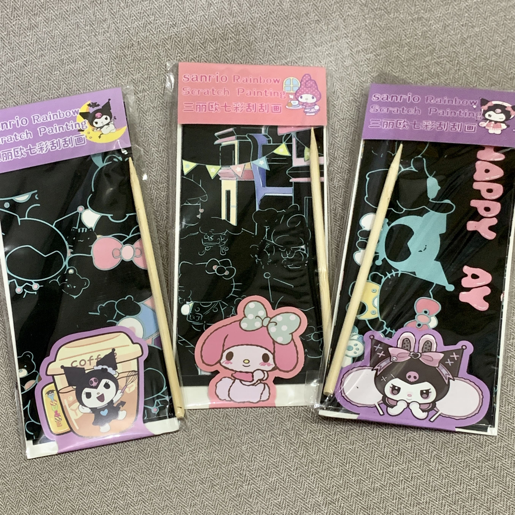 

Magic Scratch Sanrio Black Cardboard | Buku Magic Warna Sanrio 4 lembar