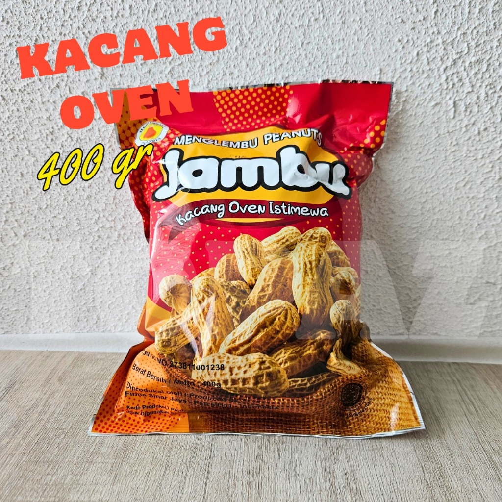 

Kacang Kulit Oven 400gr Jambu - Cemilan Renyah, Gurih, Garing Alami, Pack Besar