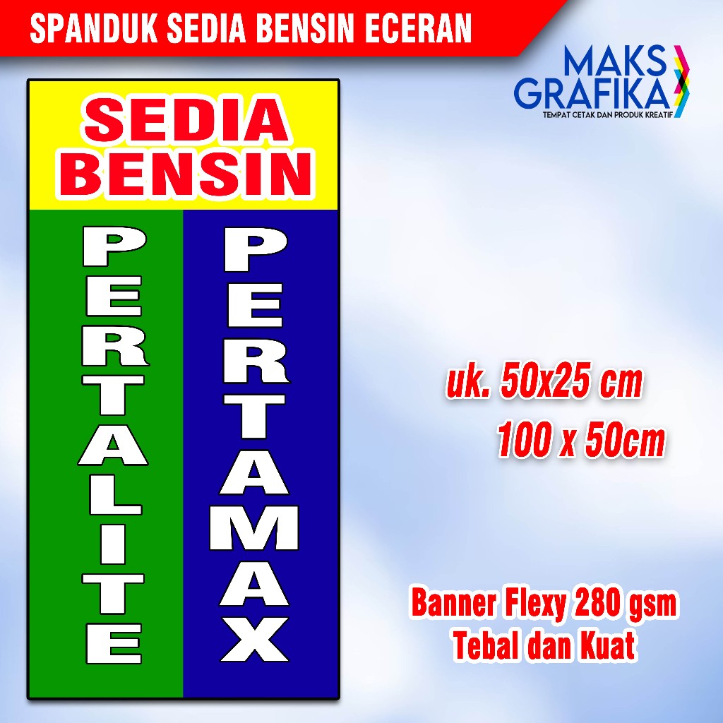 Spanduk bensin eceran pertalite pertamax vertikal seri 2