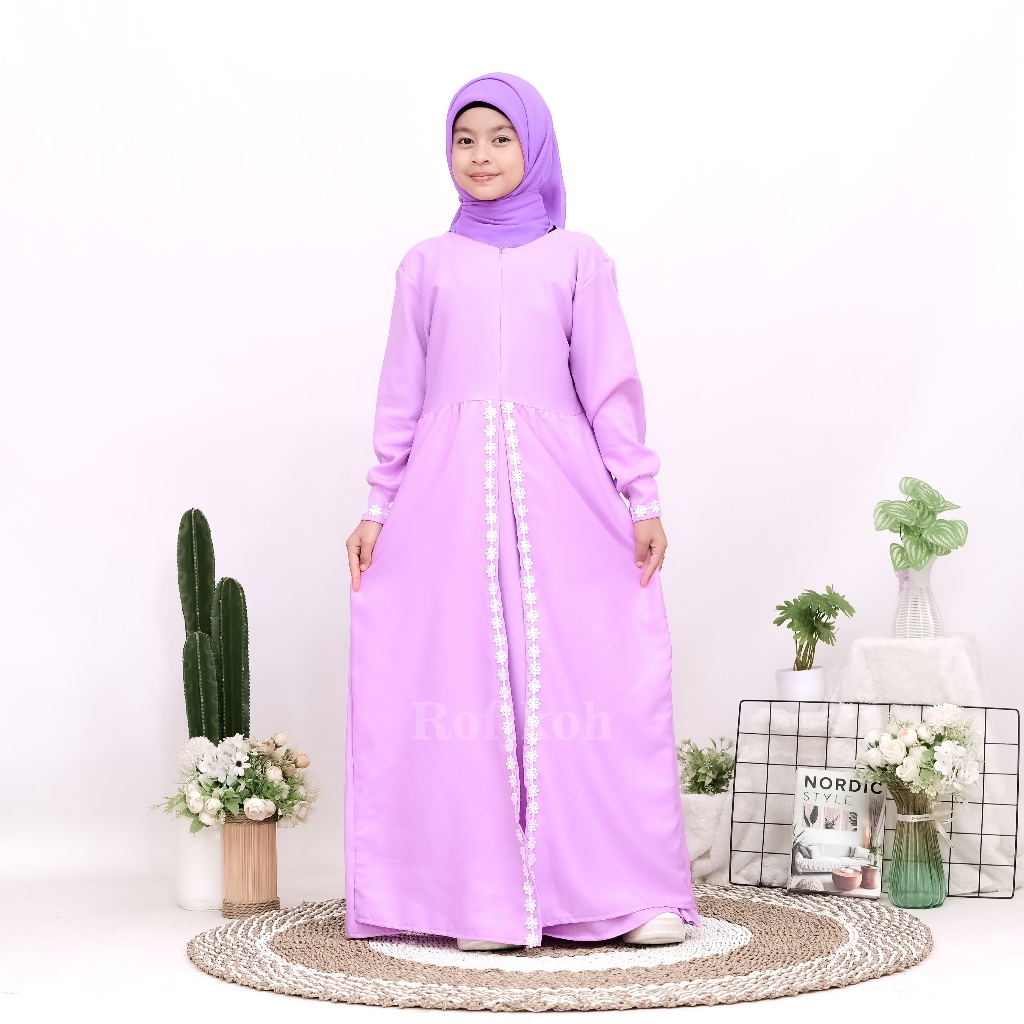 ALUNA GAMIS SYAR'I KIDS SET HIJAB BAJU ANAK PEREMPUAN PLUS KERUDUNG