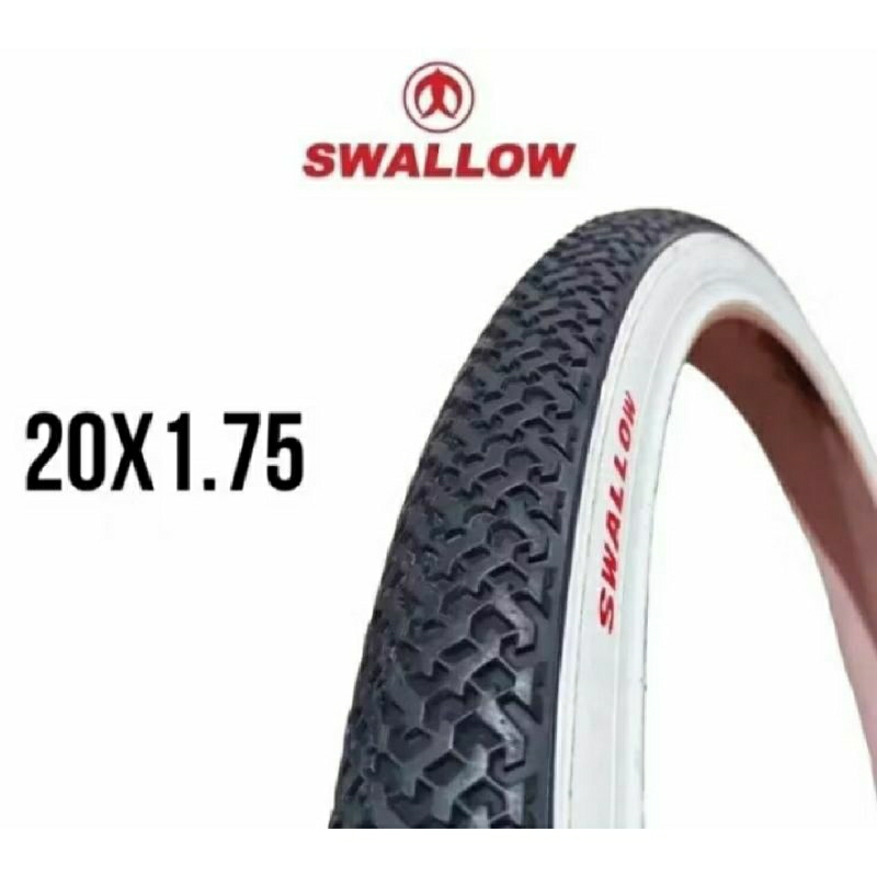 Ban luar sepeda 20 x 1.75 SWALLOW Hitam Putih BMX Lipat Mini Minion