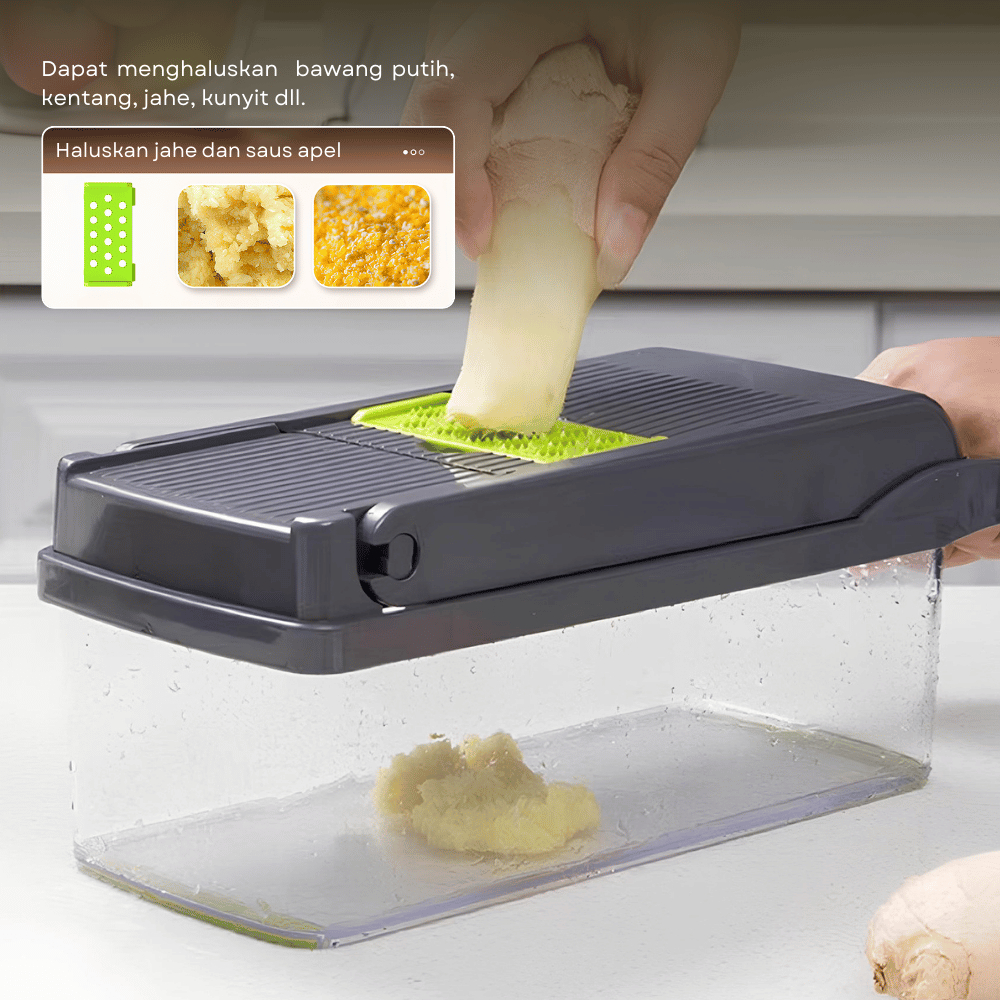 Funnycook Parutan Serbaguna Pemotong Sayur Pengiris Buah Multifungsi 16 In 1 Parutan Serbaguna Sayur