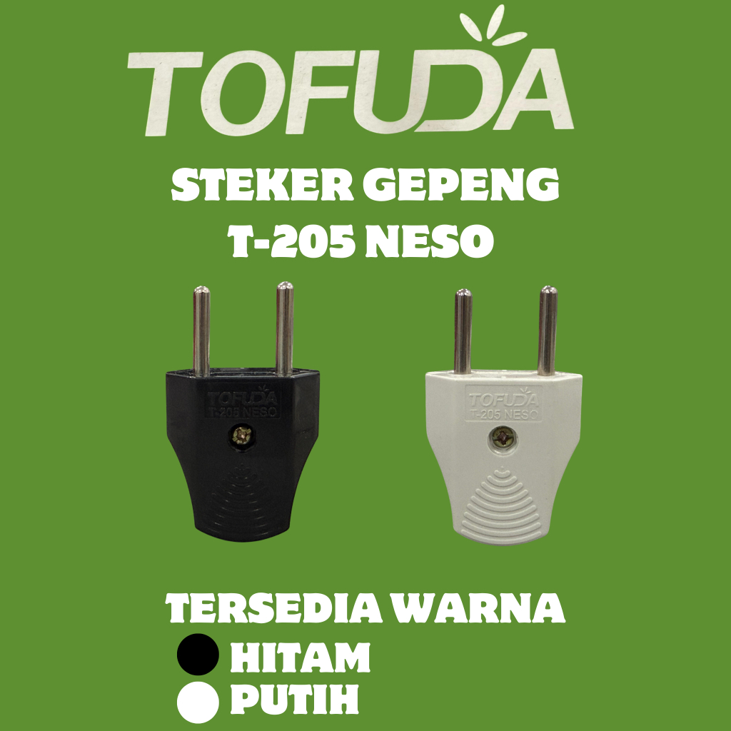 Steker Gepeng Tofuda T-205 Neso warna Hitam dan Putih