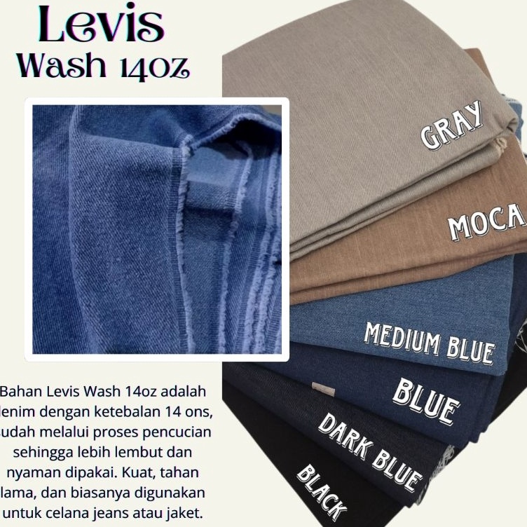 KODE X66F Kain Denim Washing  Harga1 Celana 125cm  Bahan Jeans 14oz  Bahan Levis Non Stretch  Kain L
