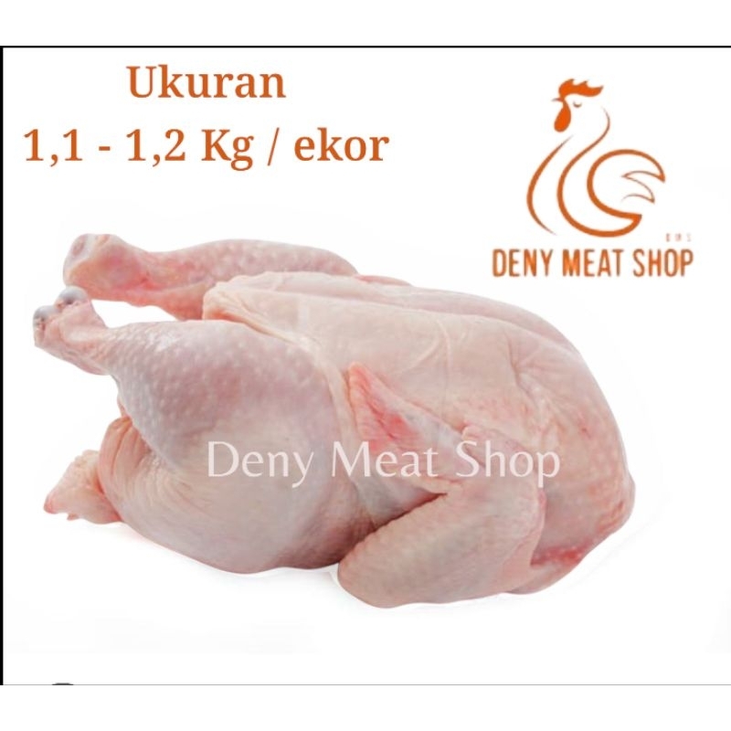

Ayam Broiler Segar Ukuran 1,1-1,2 / 1,100-1.200 gram , Utuh / Parting