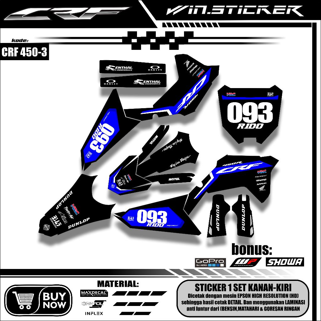 Sticker Dekal CRF 450 Fullbody Stiker motor keren variasi CRF 450 Supermoto