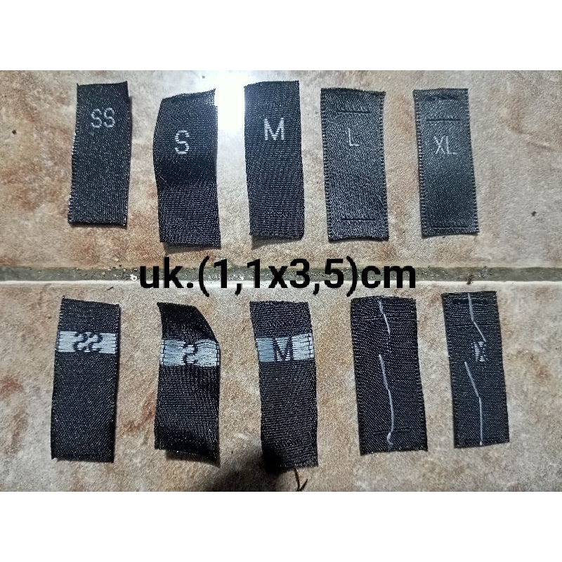 

label merek label (size) label tag u/pakaian (harga/100pcs)