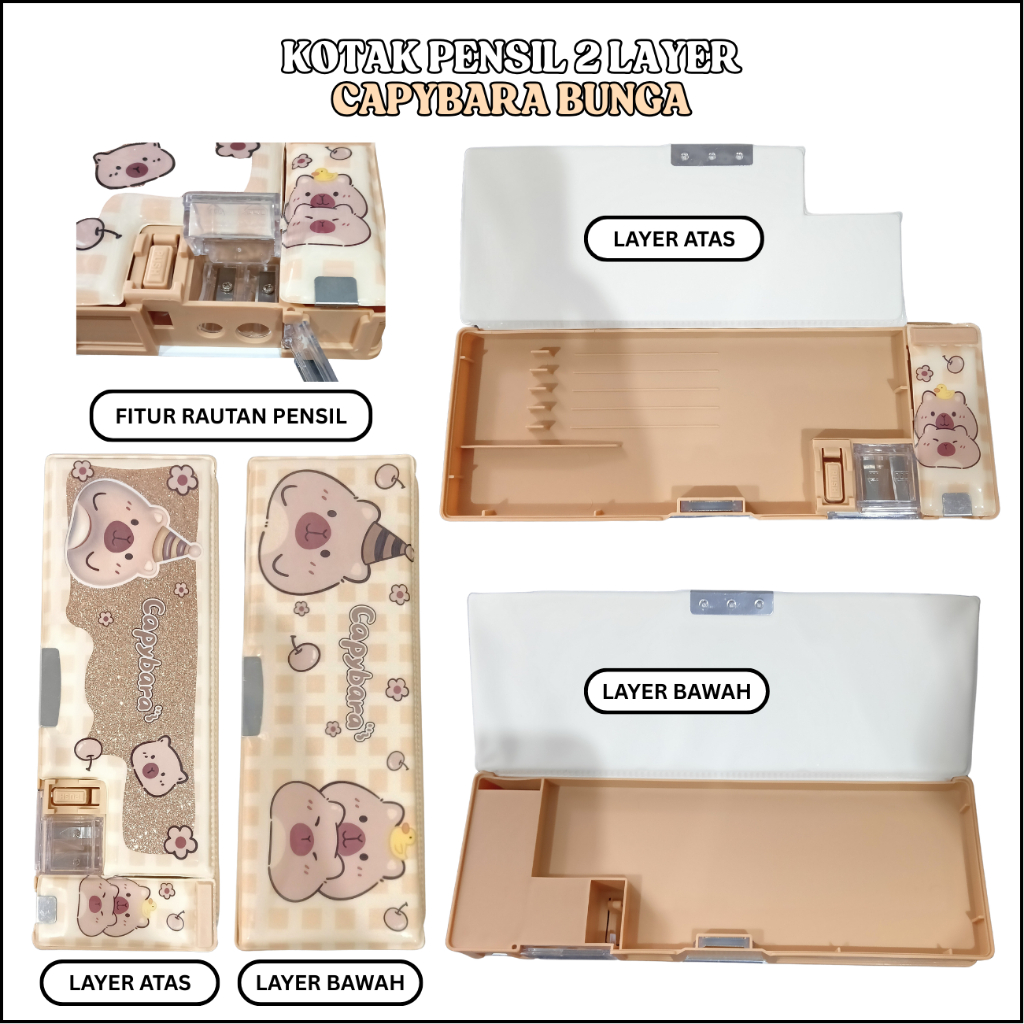 

FERROS.STORE KOTAK PENSIL 2 LAYER/SISI RAUTAN PENSIL