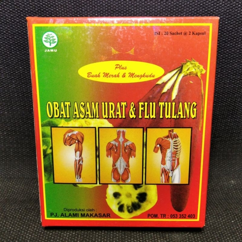 [BPOM] Obat Asam Urat & Flu Tulang 40 kapsul | Plus buah Merah & Mengkudu
