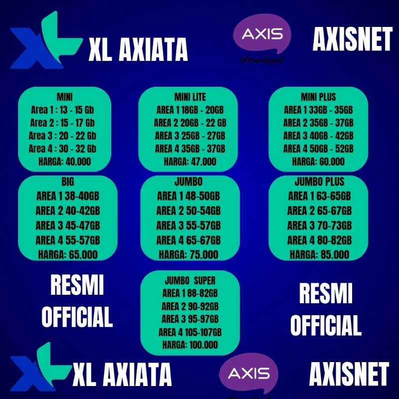 BIG PROMO KUOTA  XL  AXIS AKRAB 24JAM 30HARI  GARANSI FULL