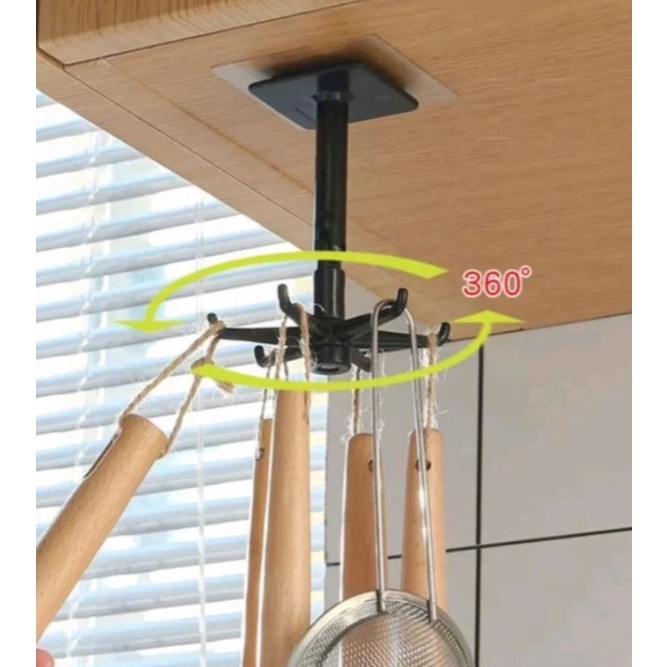 GATUNGAN HOOK PUTAR 6 KAIT / GANTUNGAN SPATULA TEMPEL DINDING HOOK PUTAR 6 KAIT