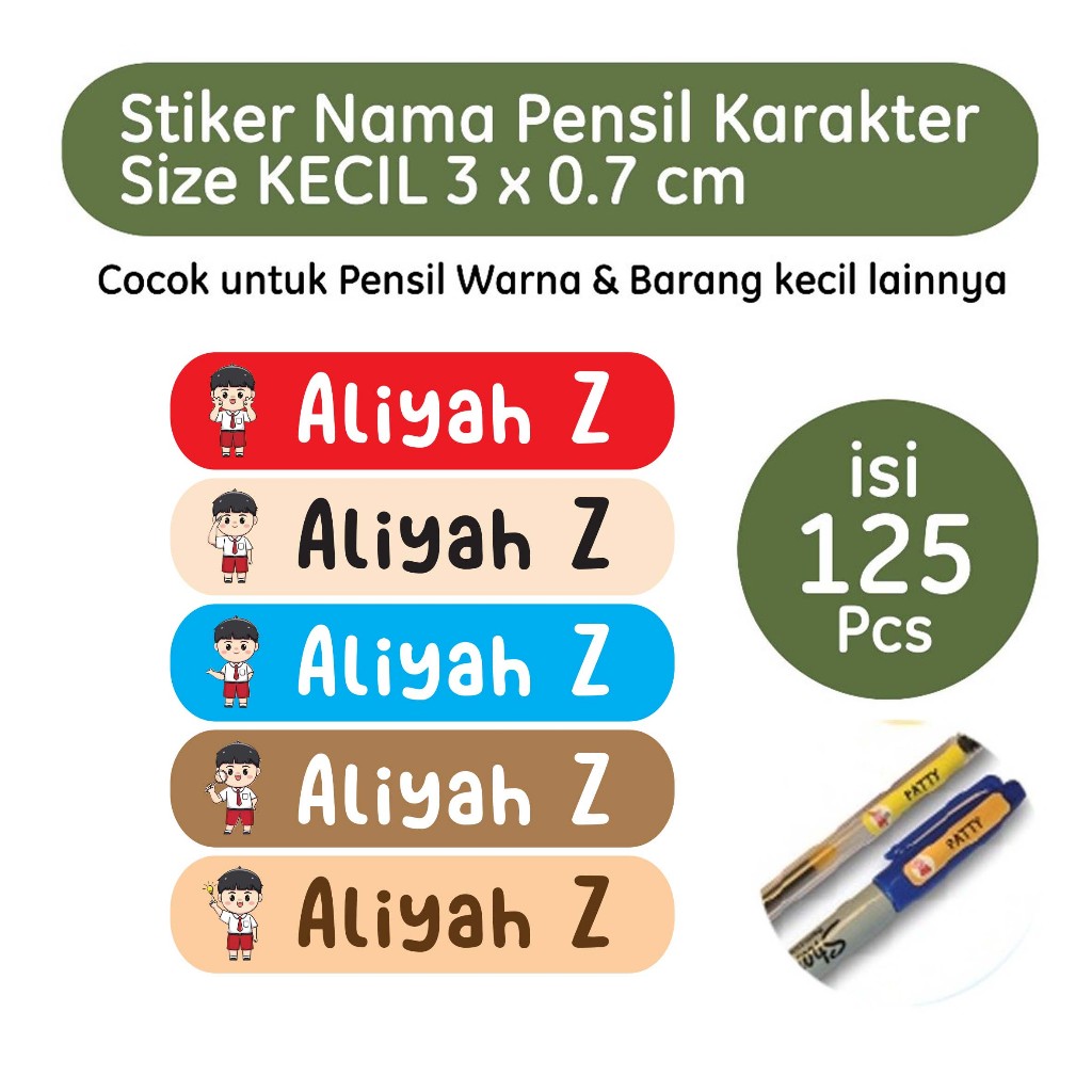 

125 PCS Stiker Label Nama Custom Ukuran Kecil / Harga Murah