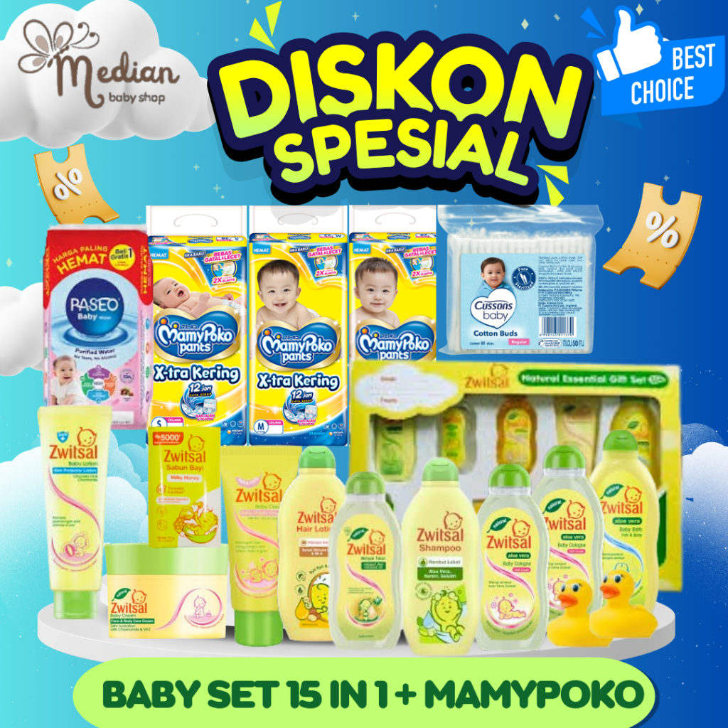 ZWITSAL BABY SET 15 in 1 PAKET Perawatan Bayi baru lahir Komplit Perlengkapan Mandi, Kado Lahiran