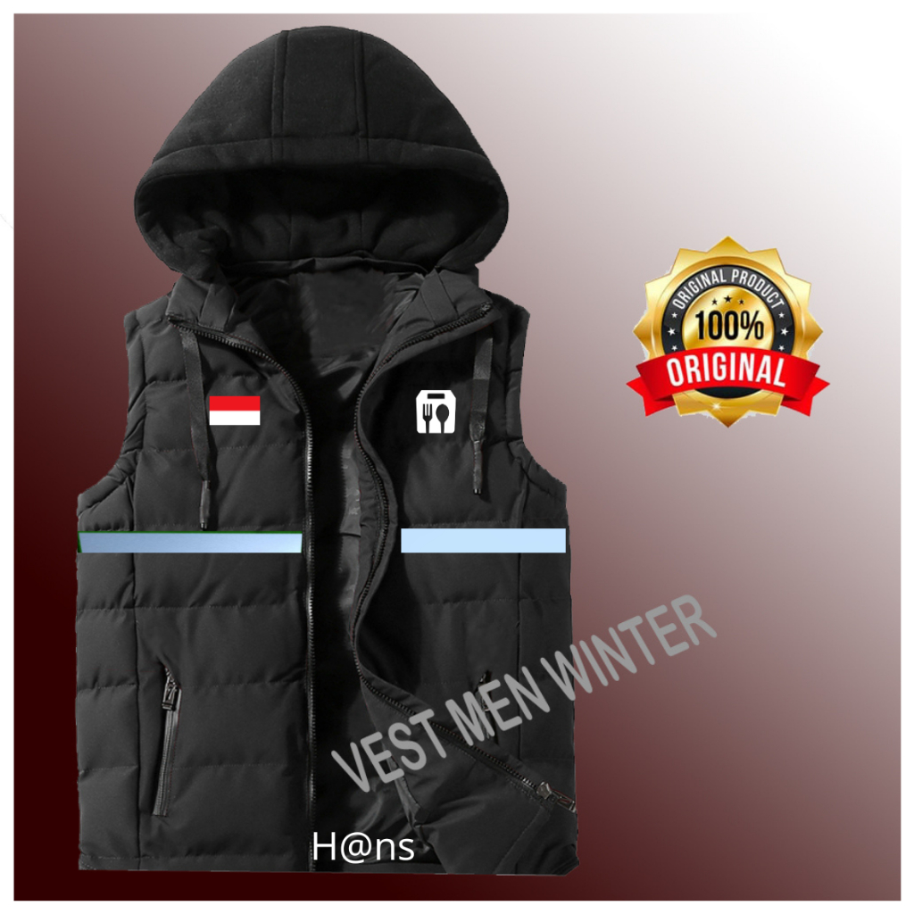 Rompi Pria | Rompi Kasual Shopee Food | Rompi man Kupluk Dan Scotlet Driver Shopee Food | Jaket Shop